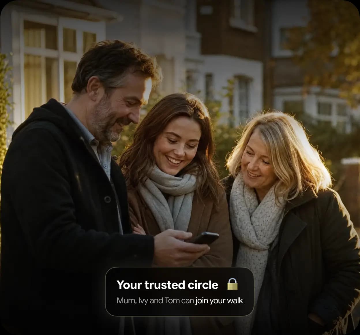 A trusted circle of close family and friends shown in the Glome app